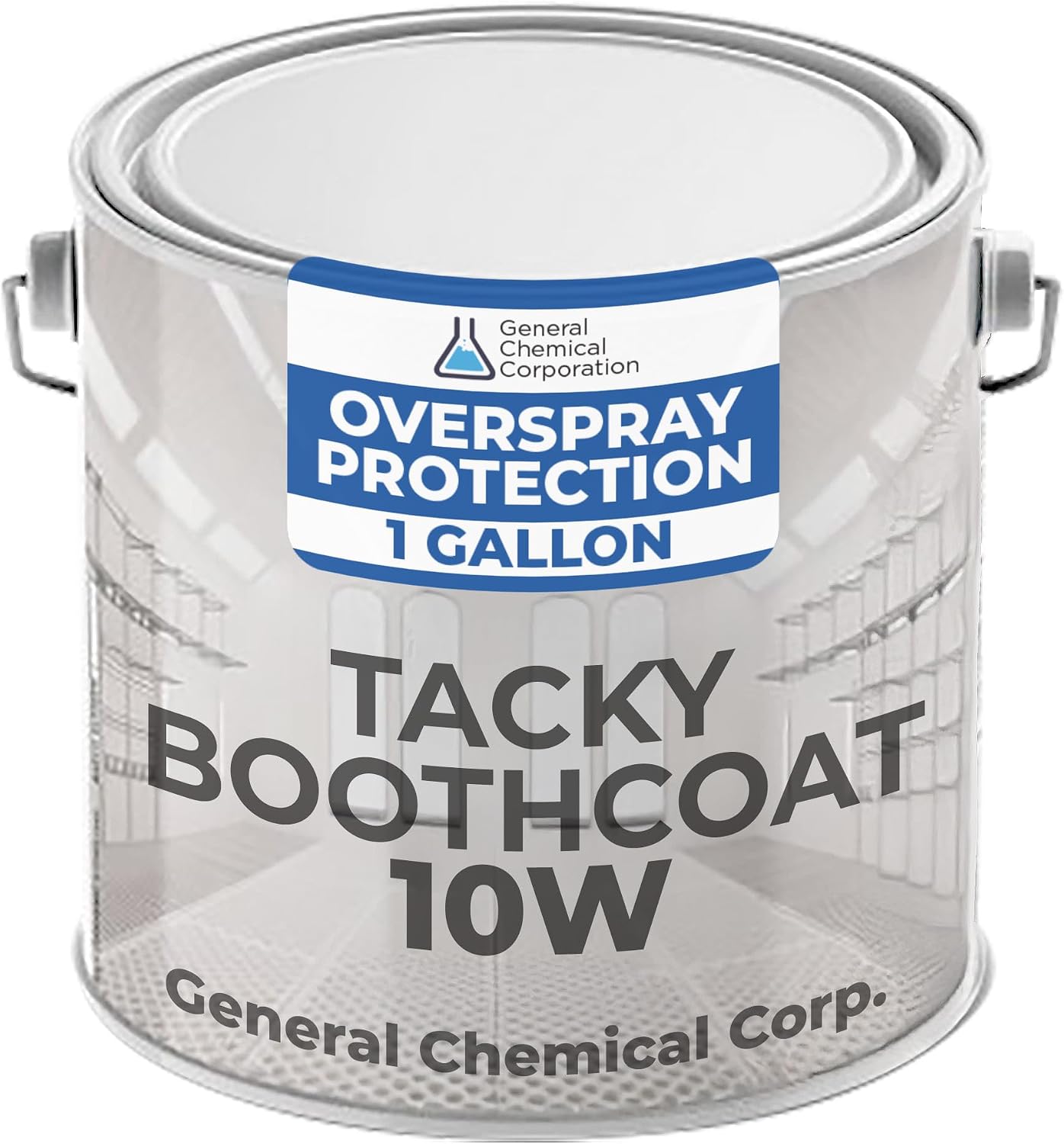 Tacky BoothCoat 10W White Tacky Surface Coating - for Industrial Paint Booths, Traps Overspray, Water Based Formula, Easy Removal, Conveyors & Non Porous Surfaces, Long Lasting Protection, 55 Gallon
