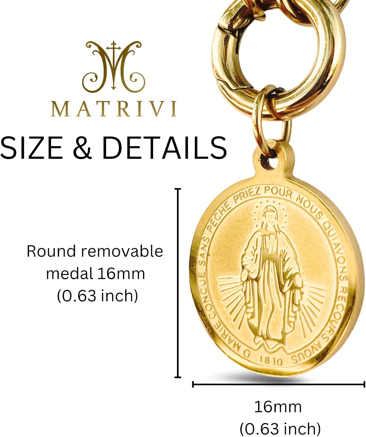 Miraculous Medal - Virgin Mary Necklace - Paperclip Necklace for Women - Family Owned Brand - Made in USA - Stainless Steel Chain - Tarnish Free Gold Jewelry - Image 7