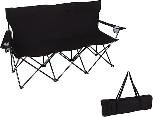 Trademark Innovations Silla de campamento triple estilo con marco de acero