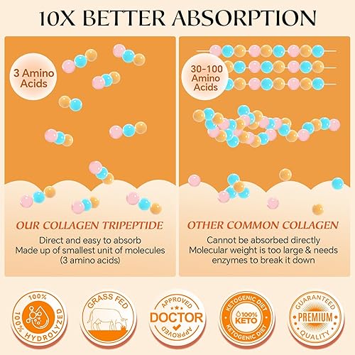 Miniatura 6 de NATURE TARGET Multi-colágeno en polvo para apoyo articular, colágeno hidrolizado para mujeres y hombres con MSM + GC, colágeno tipo I II III V X