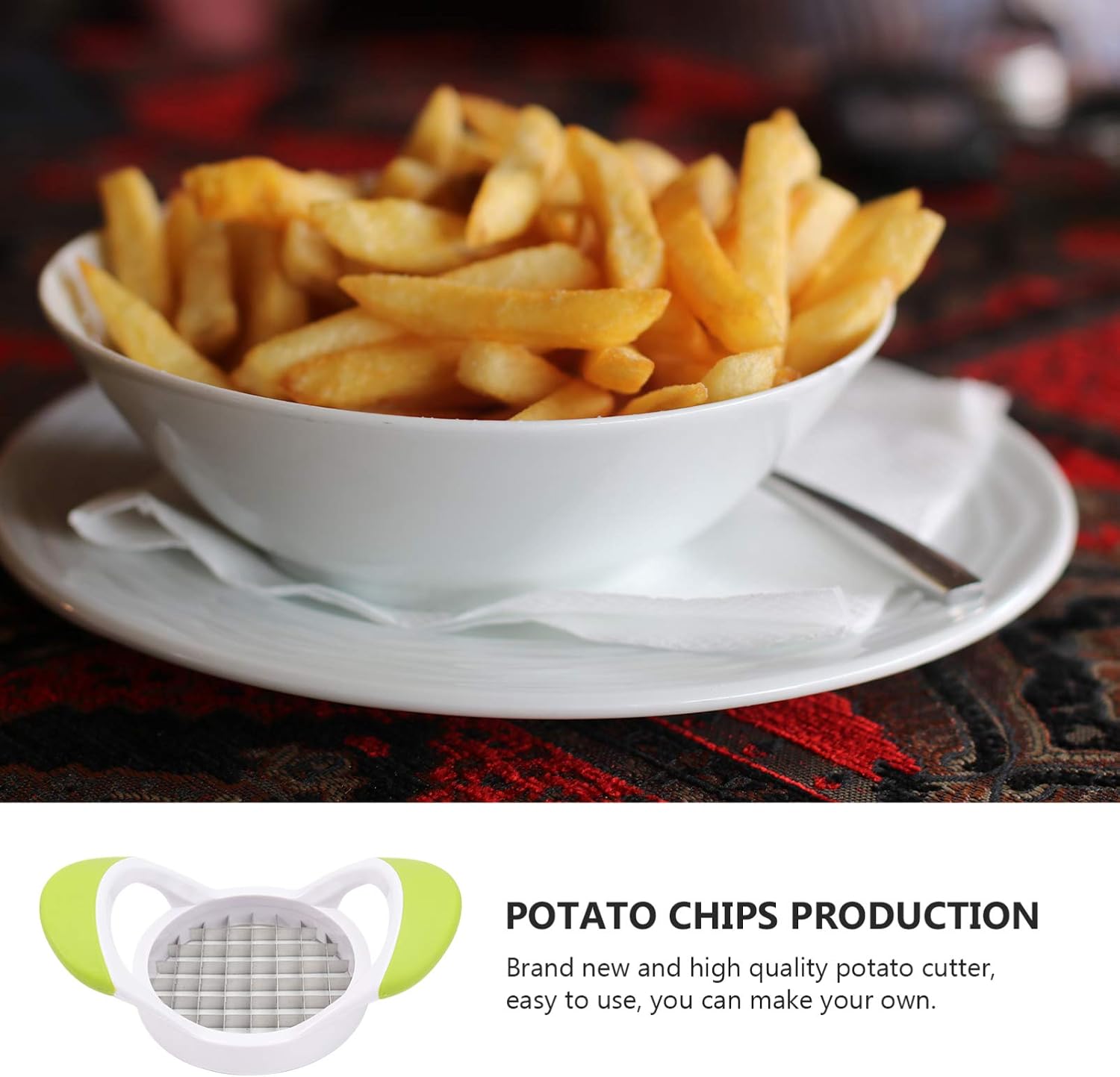 DOITOOL 2PCS Multi- purpose Potato Cutting Device, Stainless Steel French Fry Cutter, Square Potato Slicer for Restaurant Home Kitchen image 3