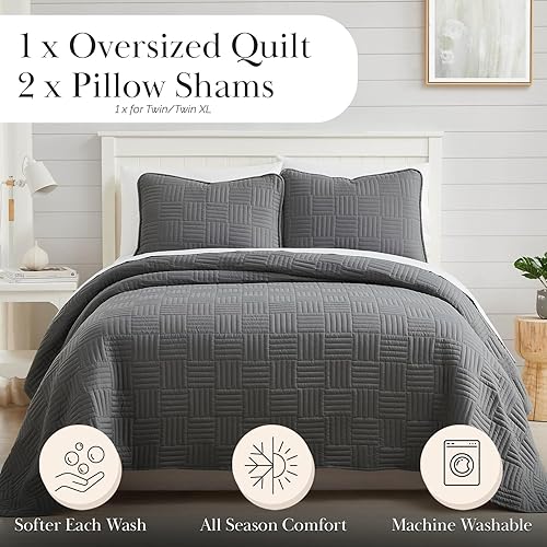 Miniatura 2 de Southshore Fine Living, Inc. Juego de ropa de cama de tamaño King de gran tamaño con 2 fundas a juego, colcha para ropa de cama de tamaño