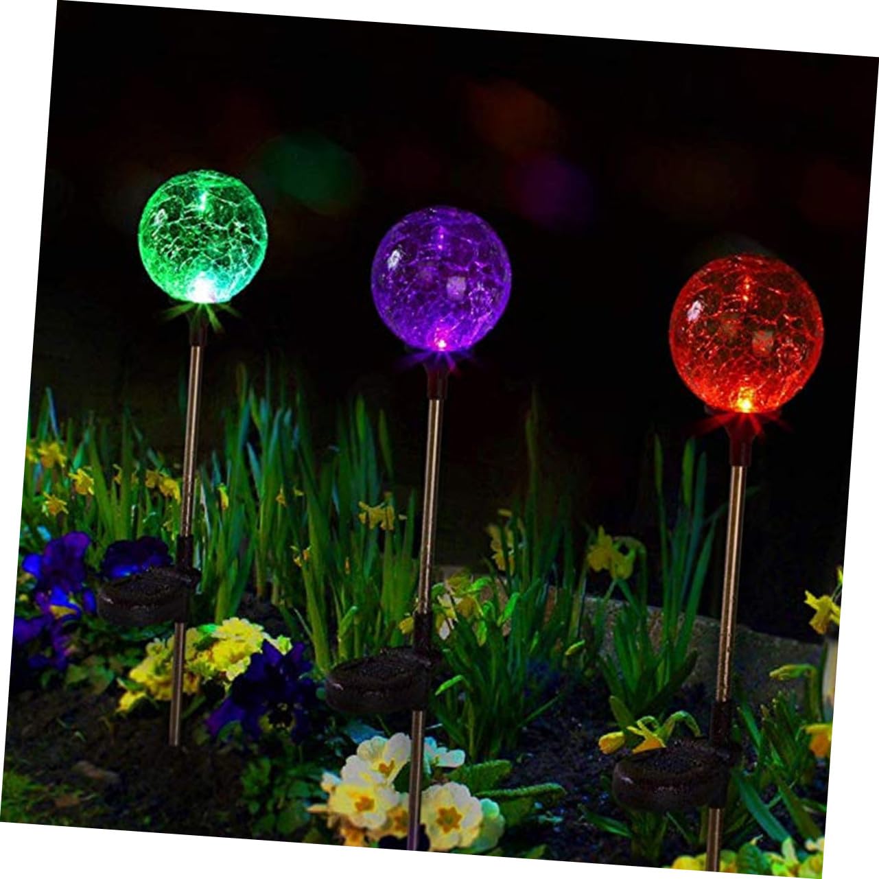 Lampe de Jardin Solaire Boule en Verre LED Couleur Halloween