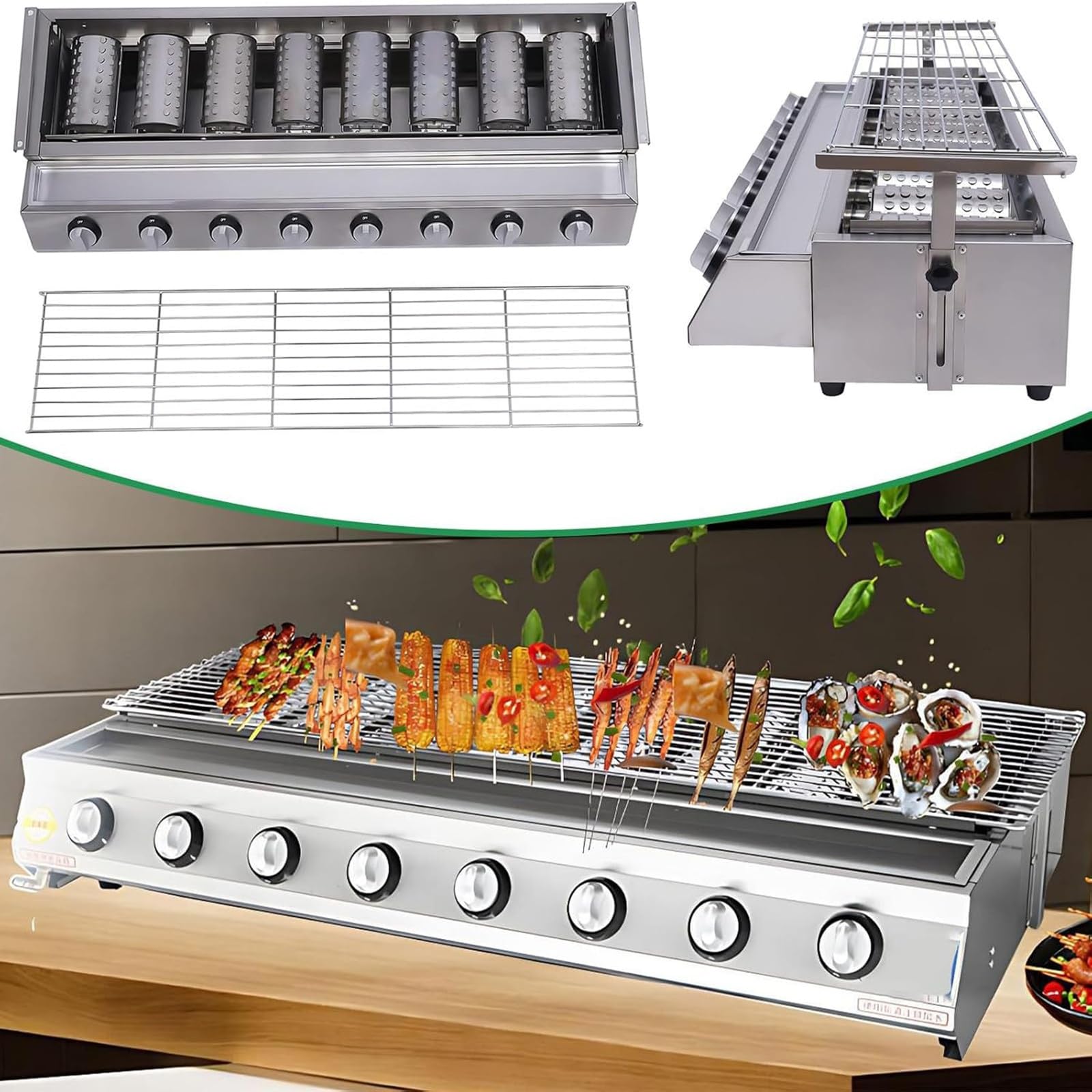 8-palnikowy grill gazowy, grill ze stali nierdzewnej z regulowaną wysokością, idealny na imprezy, kemping i pikniki - profesjonalny sprzęt do grillowania