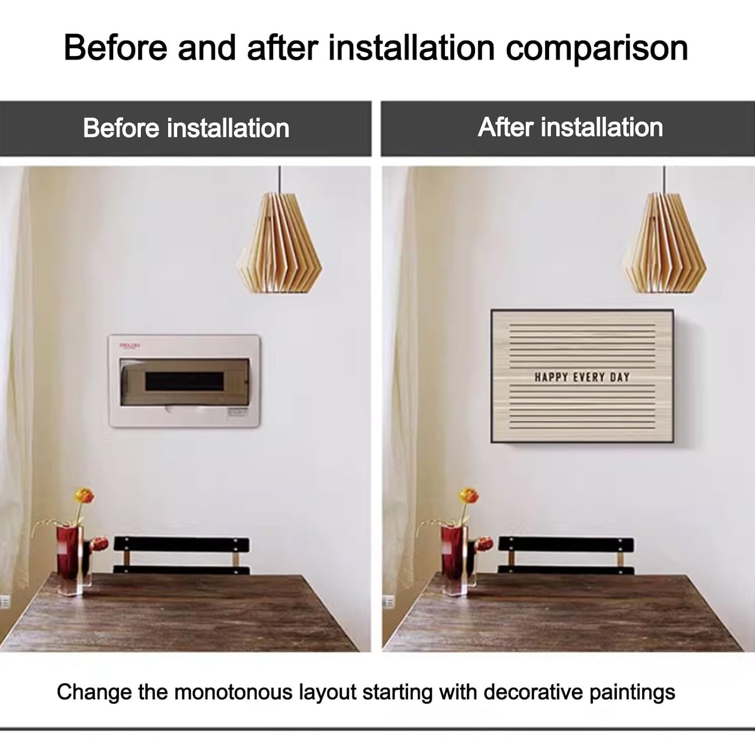 Breaker Box Cover Decorative Painting, Wall Mounted Decorative Flip-Up Fuse Boxes Cover Cabinet, Hide Inside Horizontal Meter Box Covers Panel Living Room(Color 5,45x35cm/17.7x13.8in)