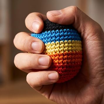 Hand-Knitted Hacky Sacks for Adults - Fun Crochet Kick Bags | Multicolored Geometric Footbag for Juggling & Outdoor Play | Perfect for Parties, Beach, Backyard (6 Pack)