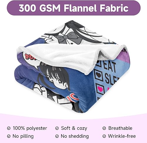 Miniatura 2 de Lausatek Regalos para amantes del anime para niñas y mujeres, manta de anime para entusiastas del anime, accesorios de anime para fanáticos del