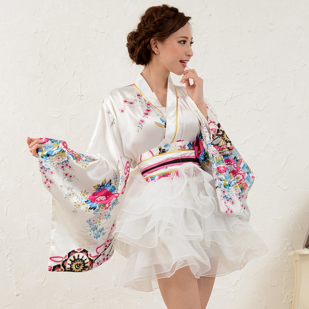 Amazon.co.jp: [LoveRich] サテン和柄豪華花魁ミニ着物ドレス 和柄