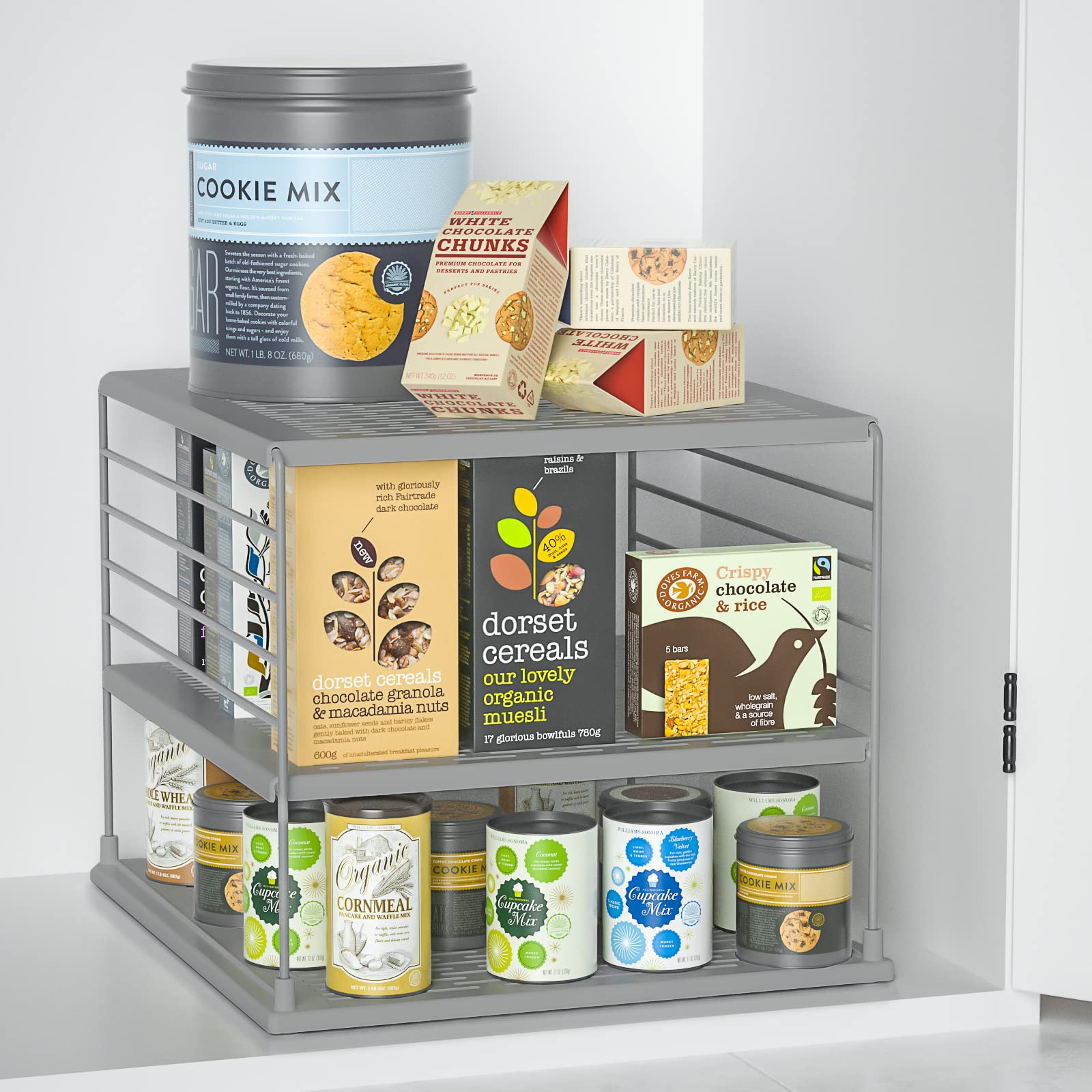 Organisateurs d'armoire et de rangement améliorés – Compartiment divisé pour sac en plastique, enveloppe, aluminium, collations et boîte pour l'organisation de la cuisine et le rangement sous