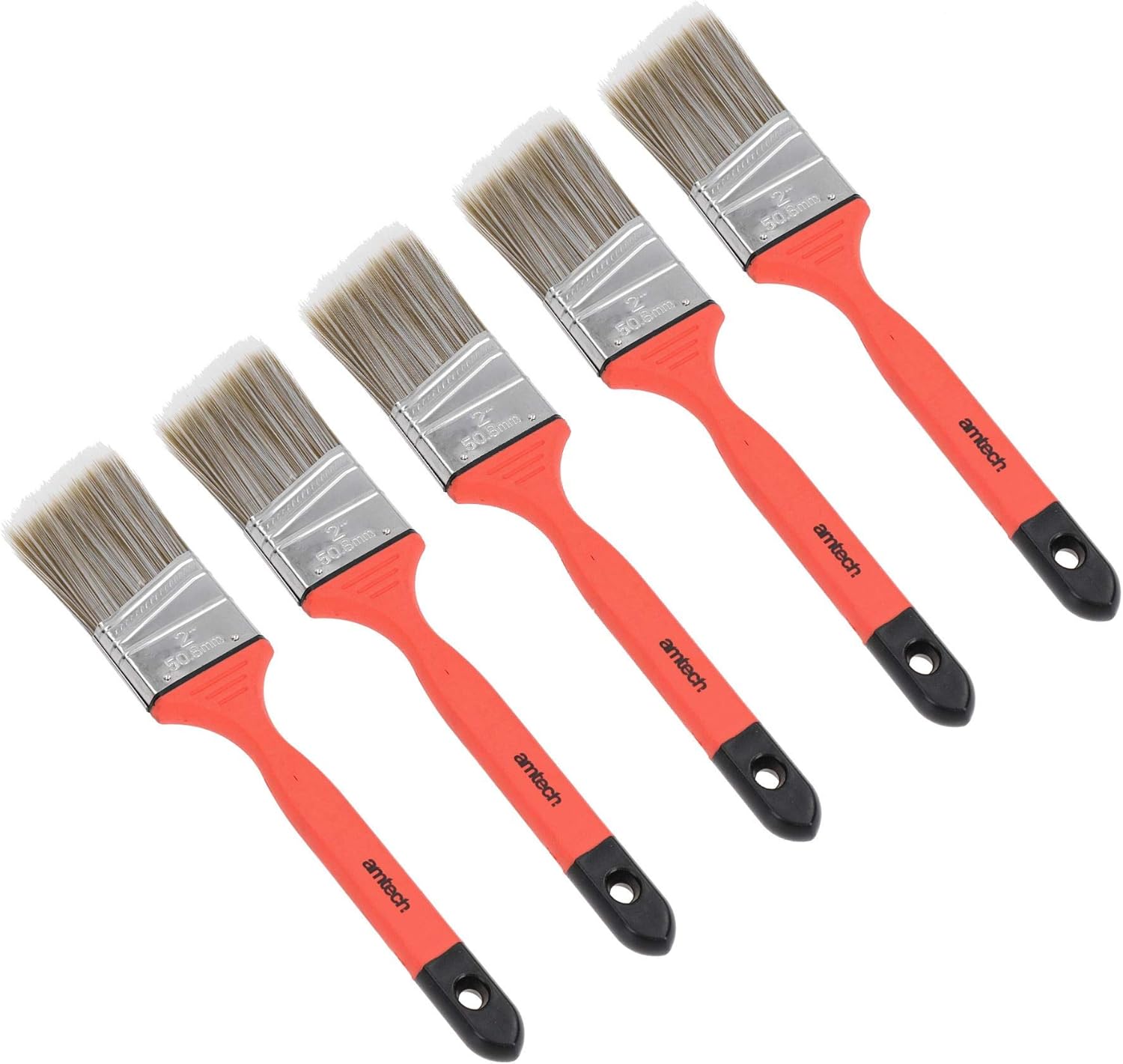 50mm Wide Angled Paint Brush No Bristle Loss Painting + Decorating Soft Grip 5pk
