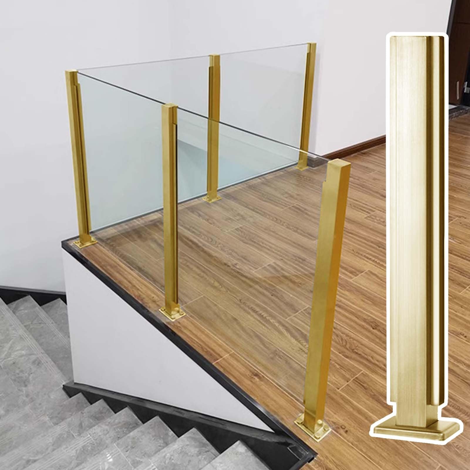 Poteau balustrade verre inox doré 60cm haut de gamme pour garde-corps design