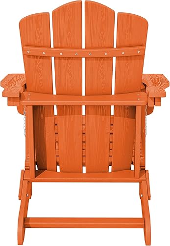 Miniatura 9 de KINGYES - Silla Adirondack plegable, sillas de patio de polietileno de alta densidad para todo tipo de clima, silla de césped con textura de madera