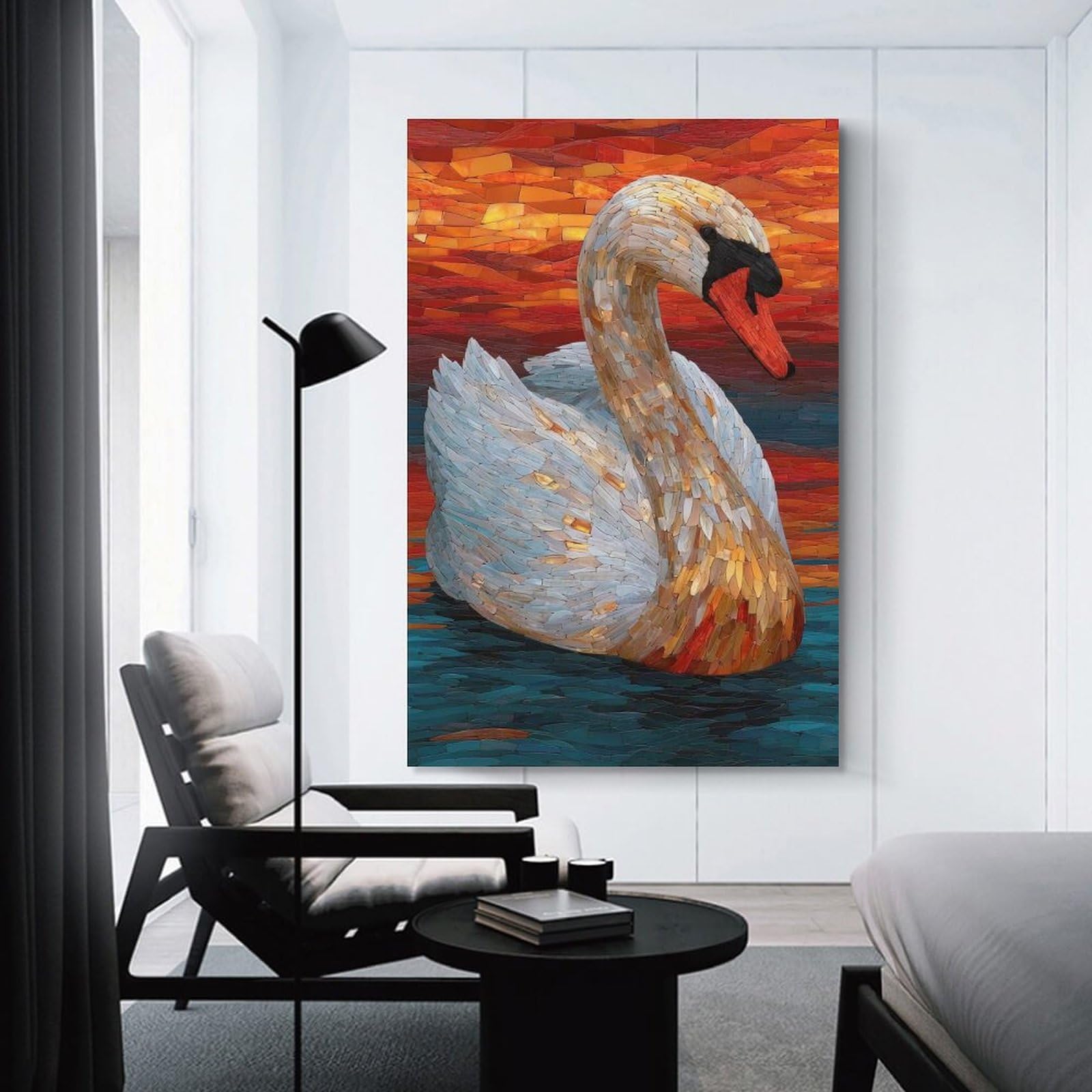 Swan Mosaic Art Home Decor Wall Art, 24x36inch(60x90cm), for Apartment Walls, Studios Or Work Areas, Stylish Wall Art for Fresh Spaces