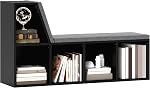 HOMCOM 5 Cube Storage Bookshelf with Reading Nook, Modern Bookcase with Seat Cushion, Storage Shelf for Home Office, Study, Grey