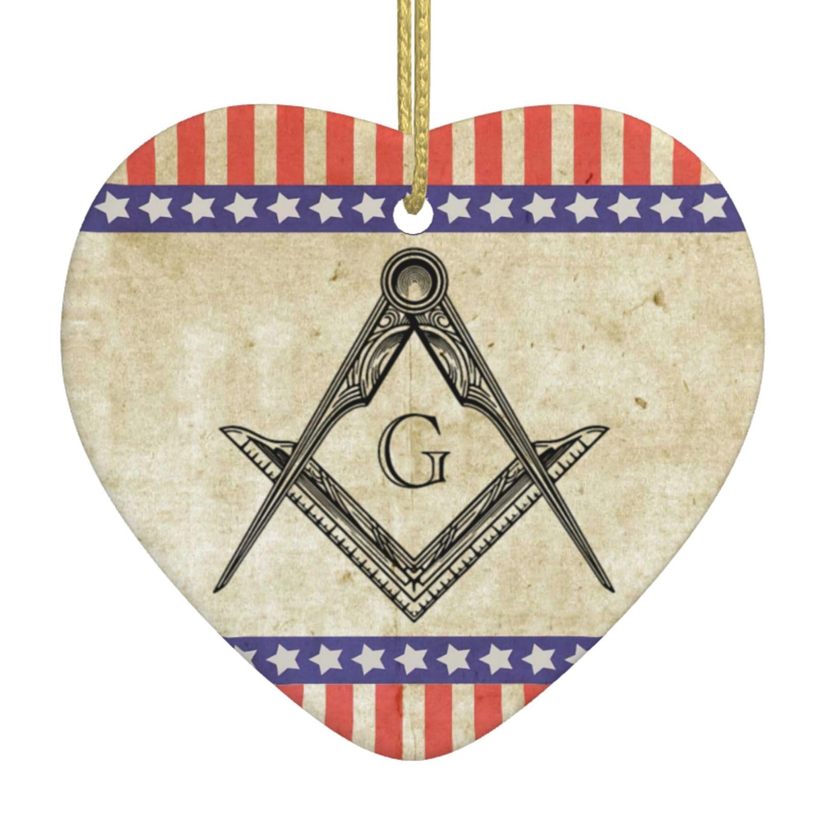 Square Compass G Lodge Masonic - Christmas Ornaments 3" Xmas Tree Ornament Ceramic Christmas Hanging Ornament Christmas Decorations