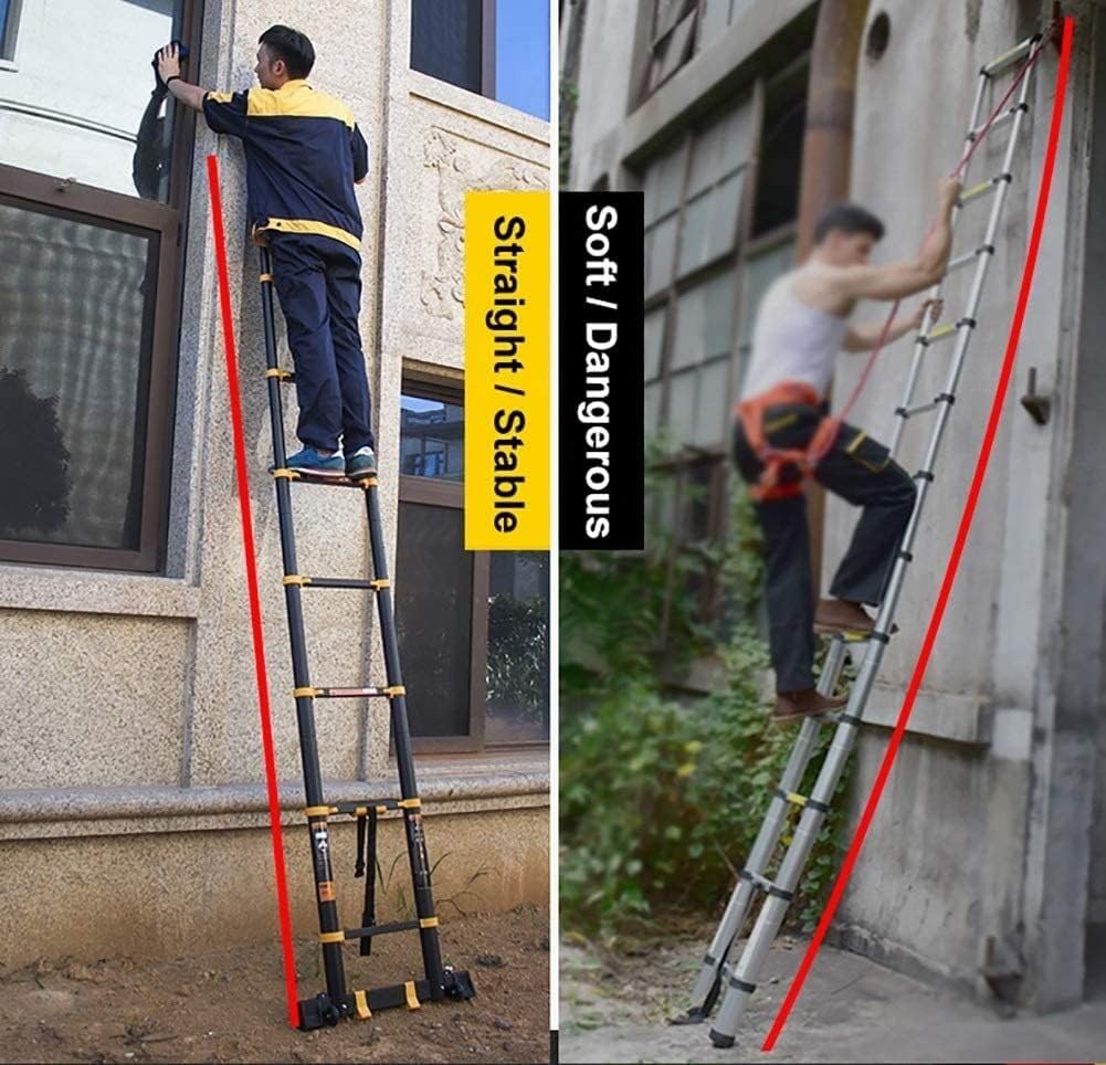 Tall Engineering Telescoping Ladder,DIY Multi Purpose Non-Slip Extension Ladder with Hook Building Maintenance Ladder Stepladder
