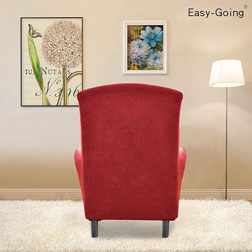 Miniatura 4 de Easy-Going - Funda elástica para sofá orejero, 1 pieza, protector de muebles, suave, parte inferior elástica, poliéster y elastano, tela jacquard de