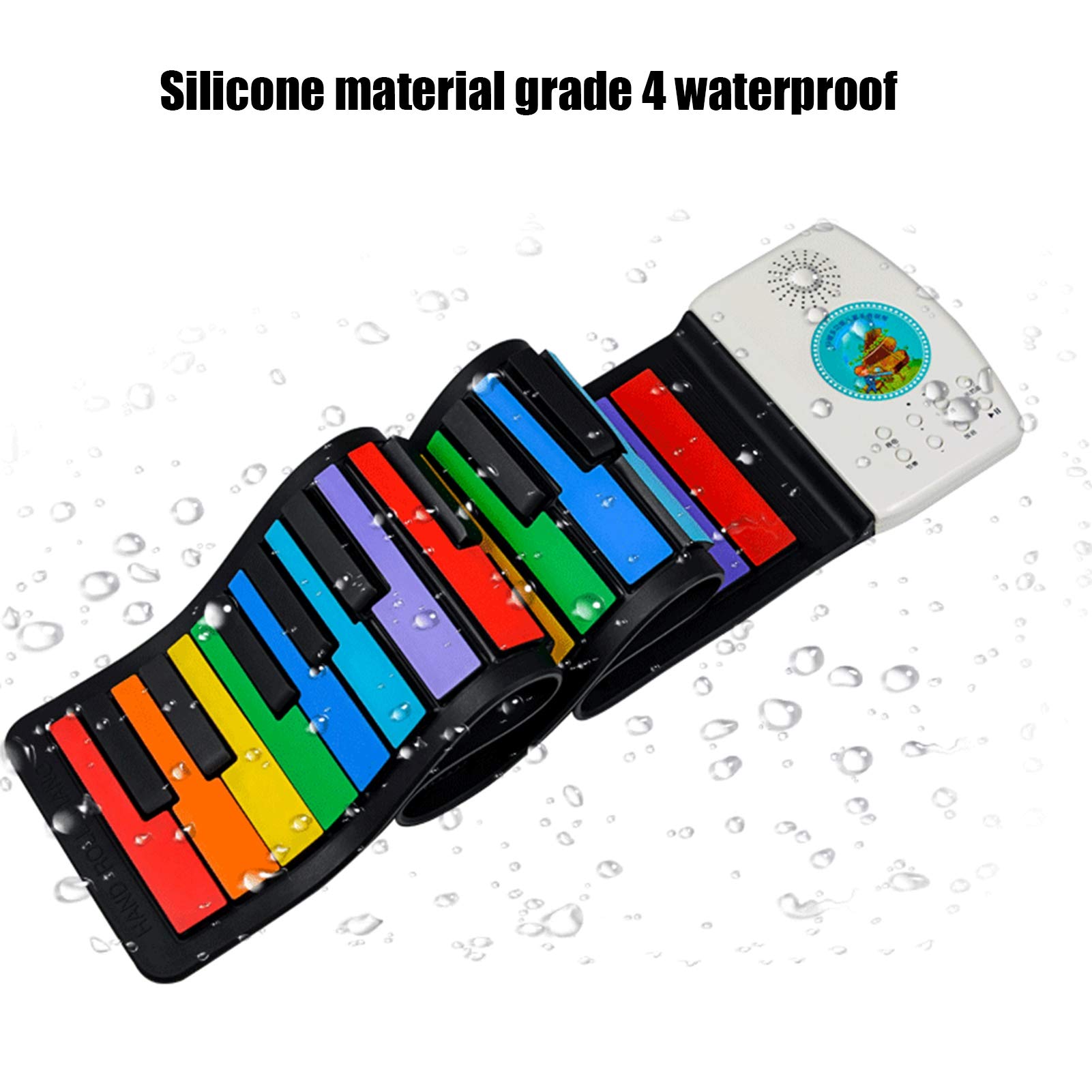 Pianoforte Roll Up 49 Tasti, Tastiera Portatile in Silicone per Principianti, Piano Elettrico con 47 Toni e 128 Ritmi, Pianoforte Manuale con Registrazione, Ricaricabile Tramite USB, Musica
