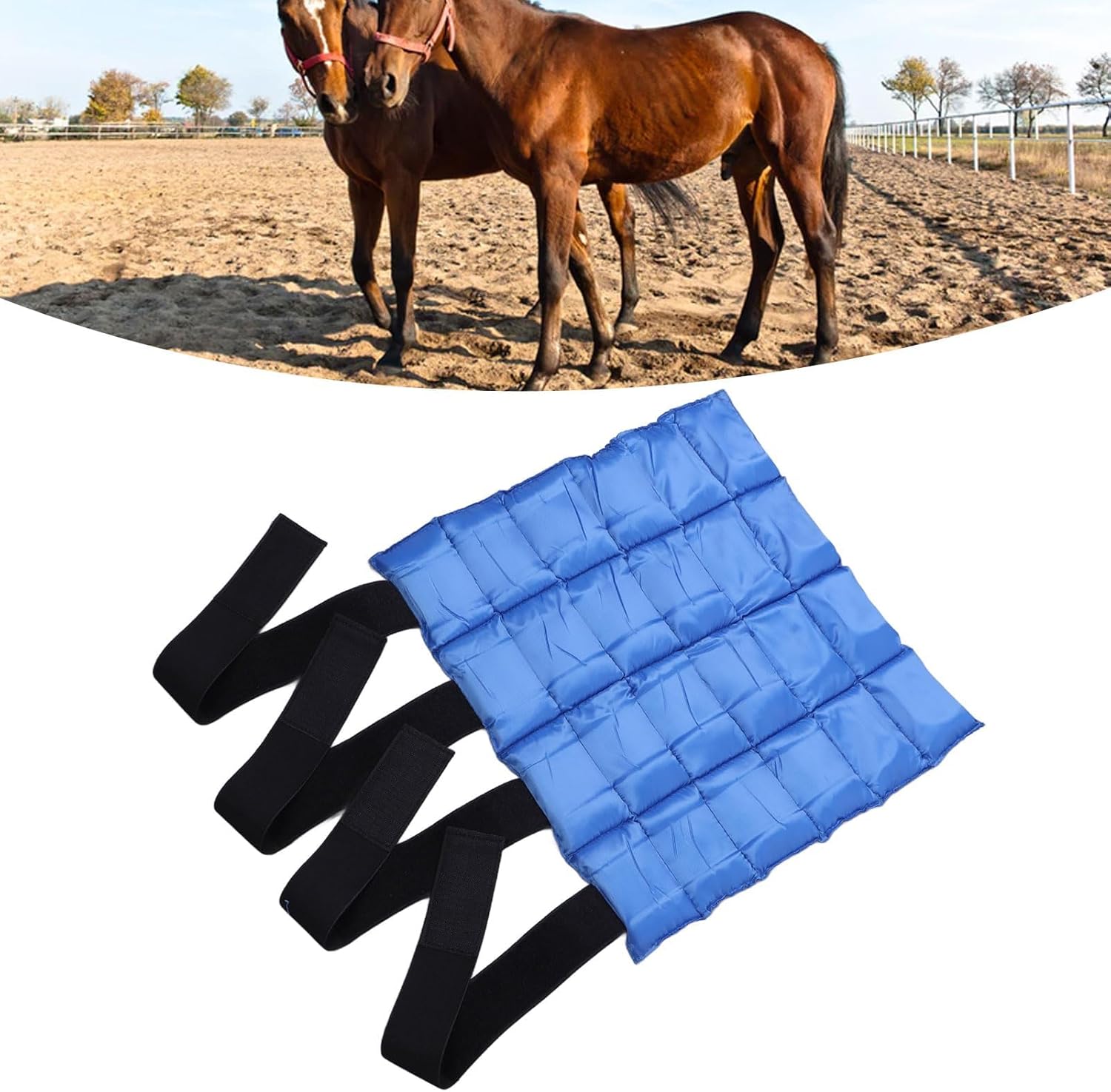 Horse Leg Ice Packs, Horse Ice Leg Wraps Set Cooling Wrap for Horse Injuries Therapy Full Leg Ice Boot Cold Pack with Flexible Straps for Hock, Ankle, Knee, Legs and Hooves