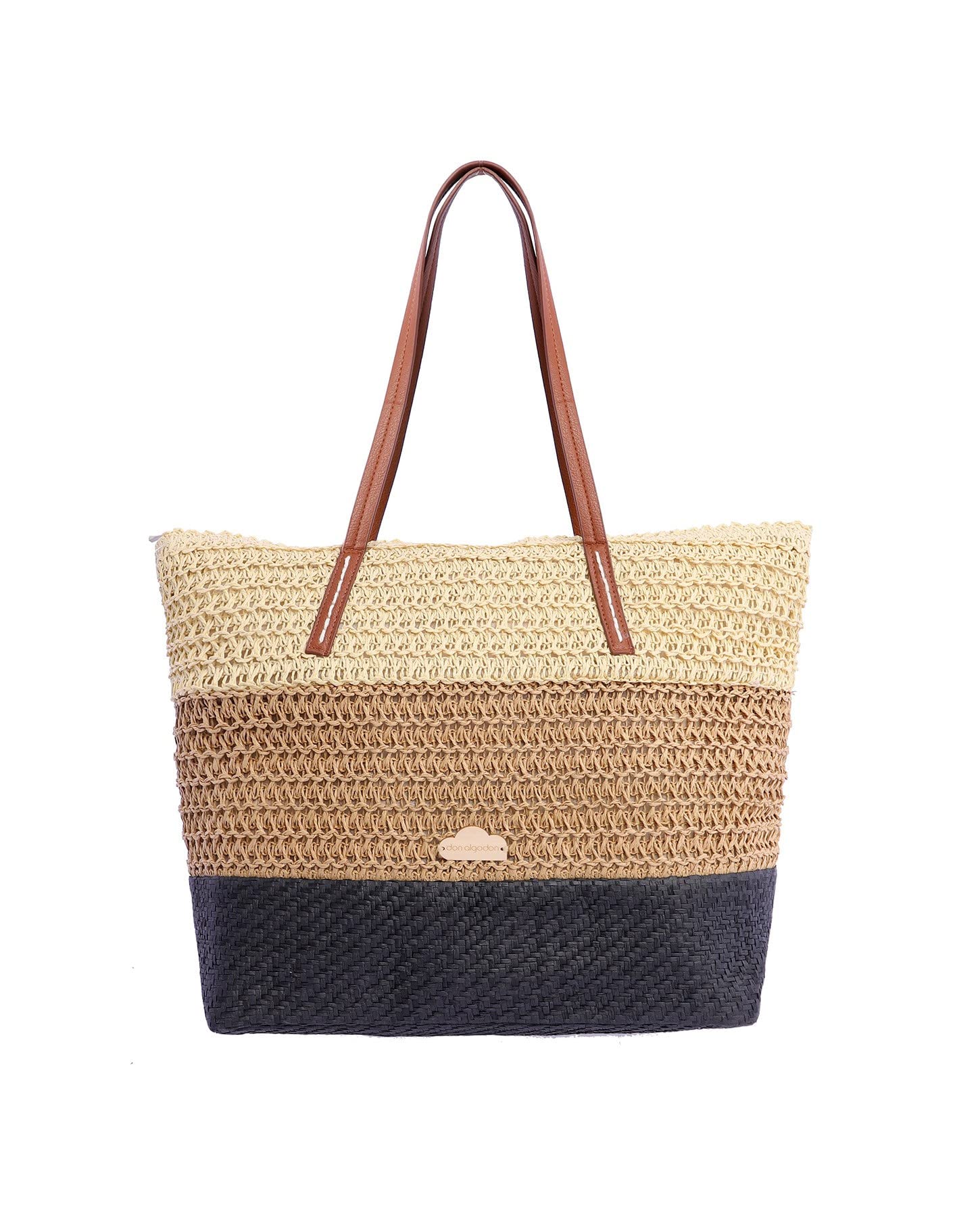 DON ALGODONBolsa playa, Capazo Playa, Bolso playa Grande impermeable con cremallera, SVE Natural
