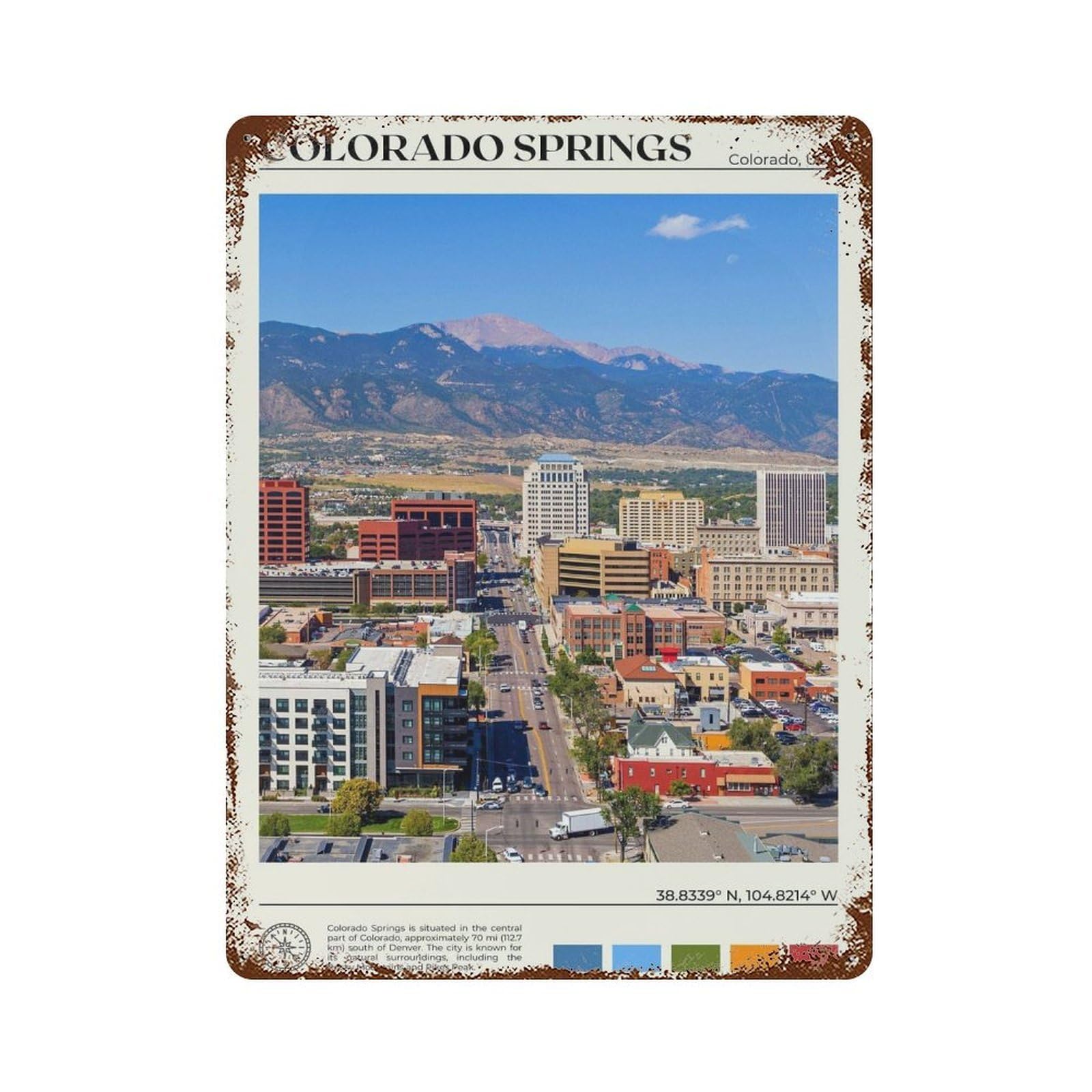 xiaoxiaoshen Real Photo Colorado Springs Decor Wall Decor Art Metal Tin Poster Modern Home Decor Art Home Bar Shop Decorations Vintage Sign 40x30cm