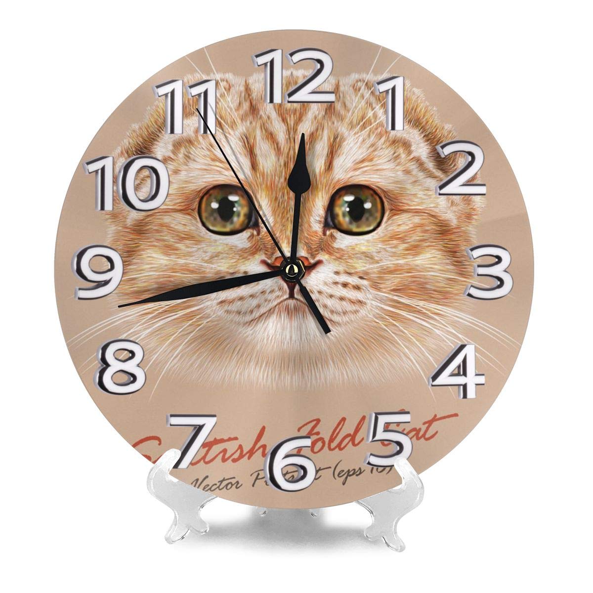 リアル】壁掛け ペット時計 かわいい スコティッシュ・フォールド