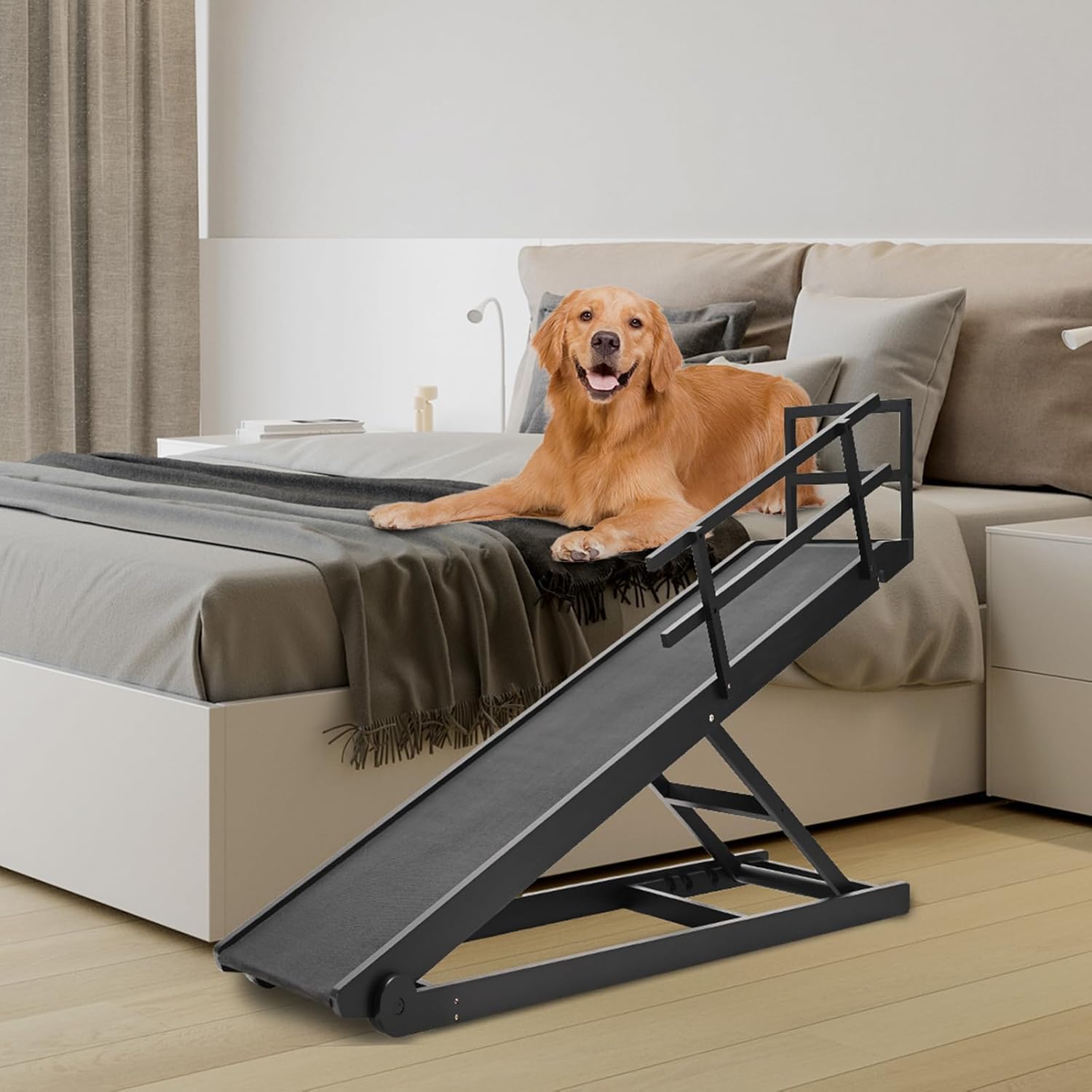 Dog Ramp, 5 Level Adjustable Height Folding Pet Ramp for