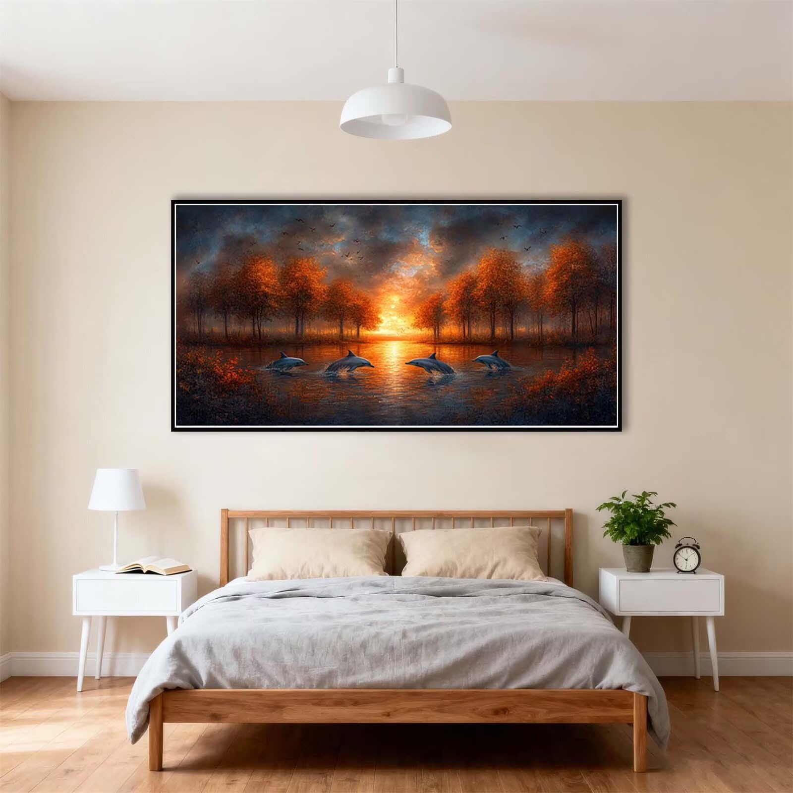 Malowanie według numerów Delfin las, malowanie według numerów dorosłych, początkujący DIY Canva dla dzieci zestawy malarskie, z pędzlami Pigment Akryl, Paint by Numbers dla dorosłych, Prezenty dla