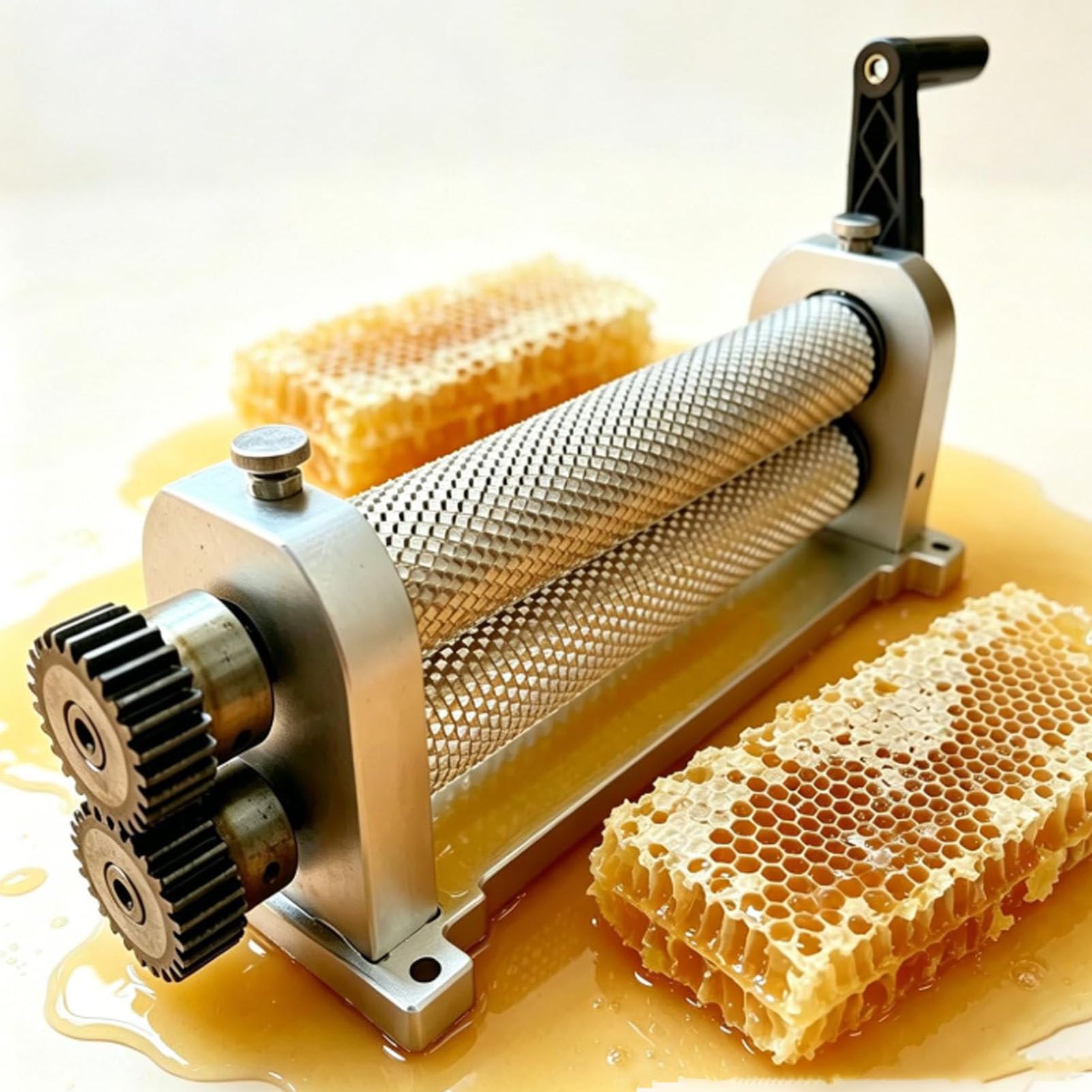 Oiyekntd Beeswax Foundation Mill, Manual Beeswax Comb Foundation Machine 280mm Bee Wax Sheet Roller Mills Machine Honeycombs Printing Stamper for Backyard Hobbyist & Small Apiary 5.4mm