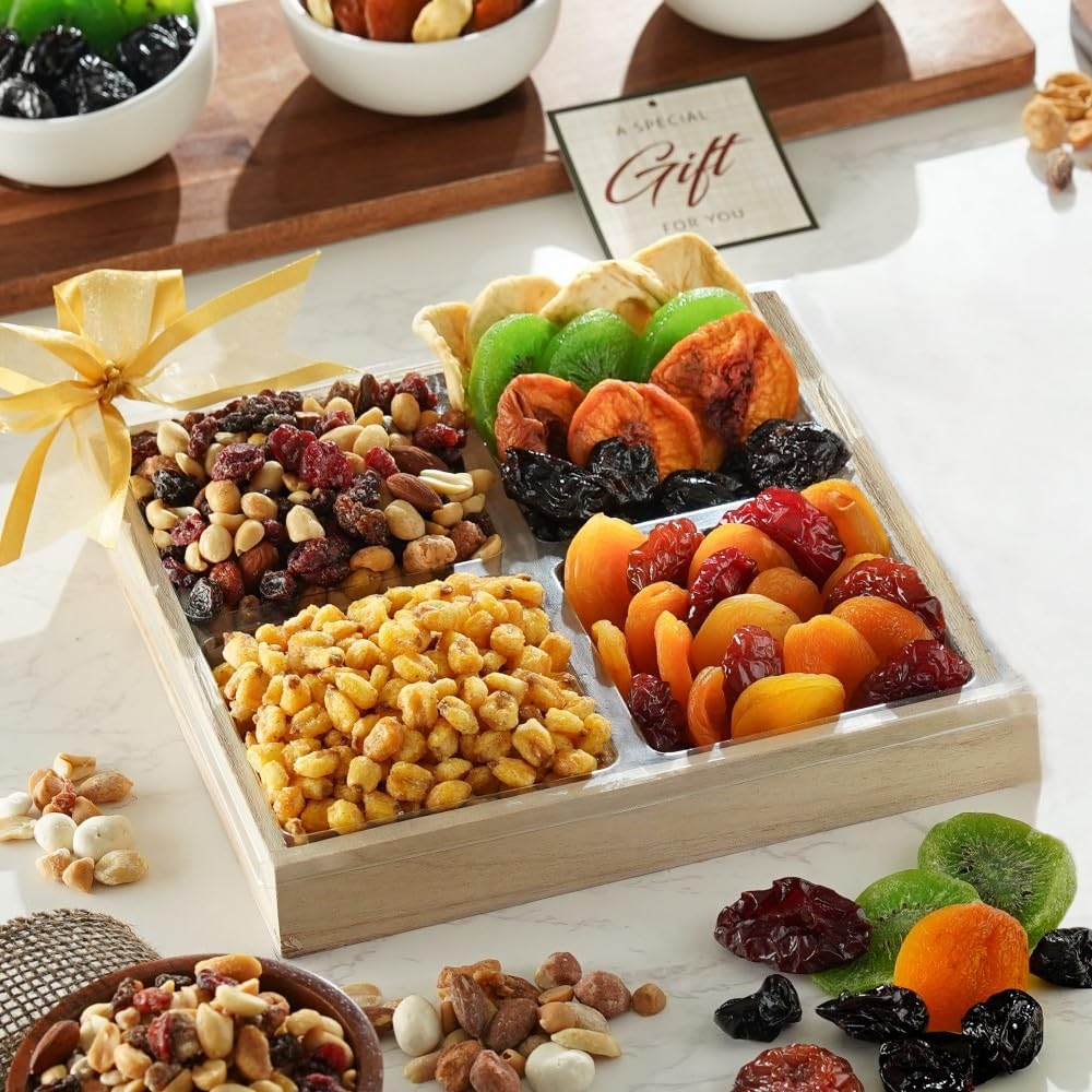 Dried Fruit Gift Tray, Gift Box Arrangements and Healthy Gourmet Gift Basket for Birthday, Appreciation, Thank You, Families, Father's Day (2.5lbs)