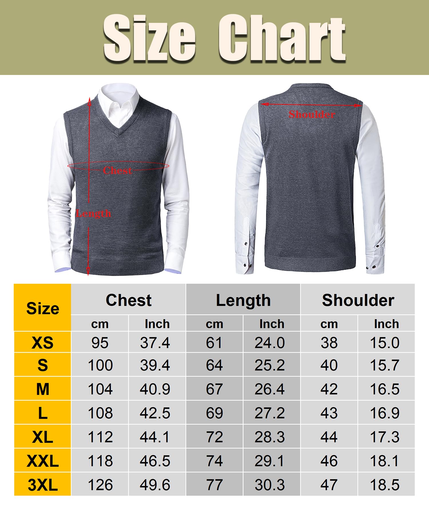 Gilet Maglione Senza Maniche da Uomo Pullover in Maglia di Lana con Scollo a V Classico Panciotto Cardigan Canotte Smanicato Pullunder per Autunno Inverno