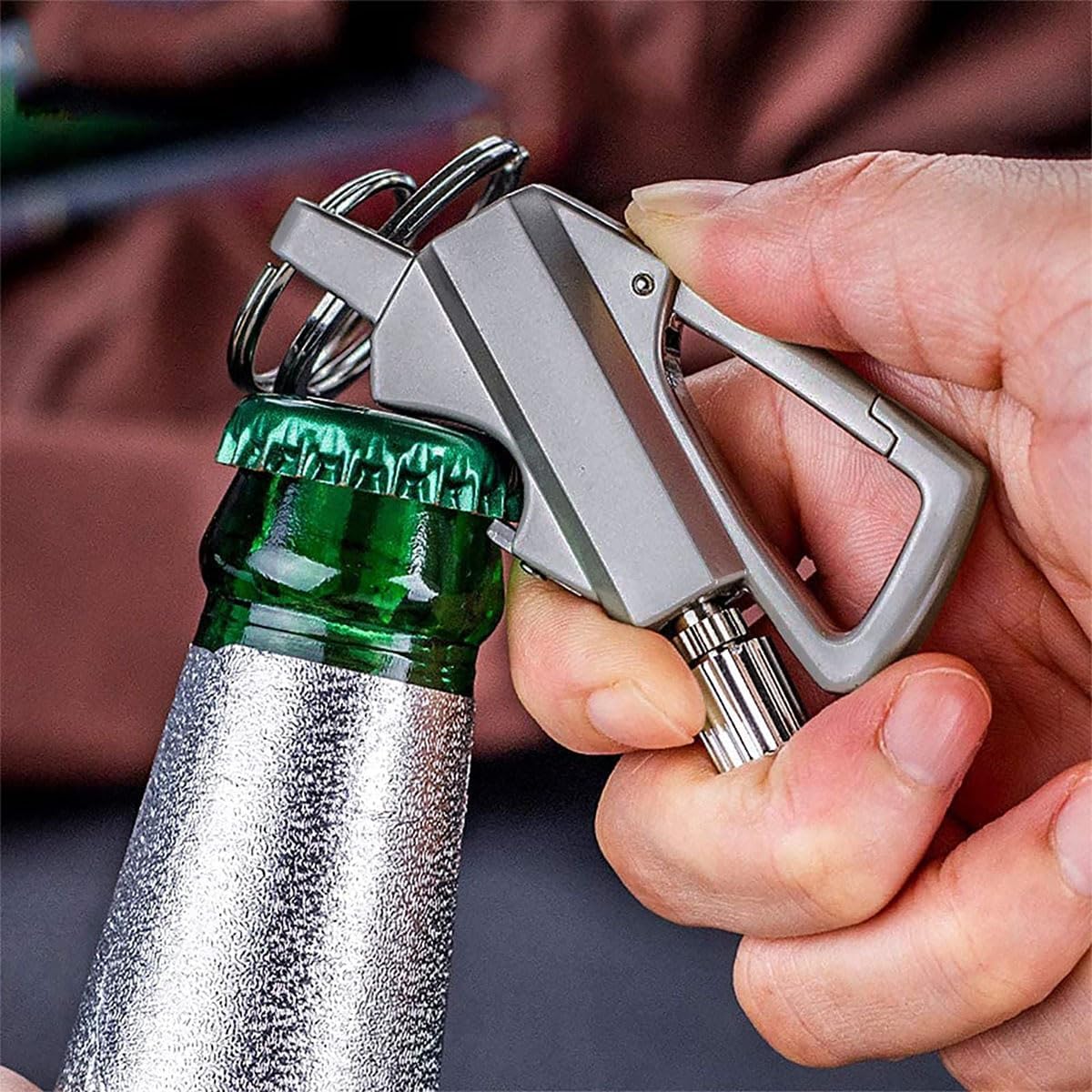2 Pack Keychain Match Kerosene Lighter with Multitool Bottle Opener, Reusable for Outdoor Survival Gift for Men(Gold)