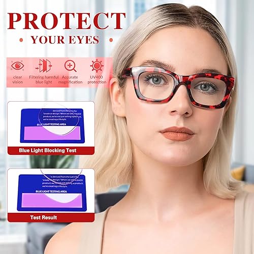 Miniatura 3 de Paquete de 6 lentes de lectura estilo Oprah para mujer, con bloqueo de luz azul, lentes de bisagra de resorte