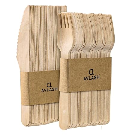 Avlash Wooden Knives and Forks, 200 Pcs