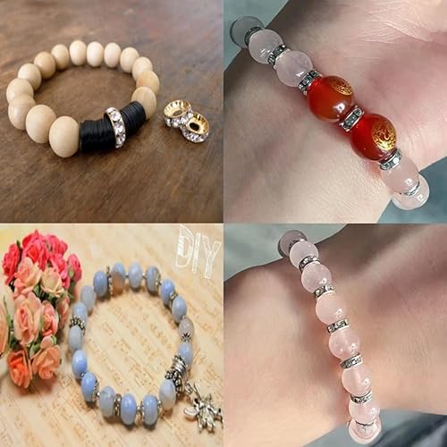 Miniatura 6 de 200 cuentas espaciadoras Rondelle de 0.315 pulgadas (0.315 in), cuentas espaciadoras de cristal plateado brillante para fabricación de joyas (0.315