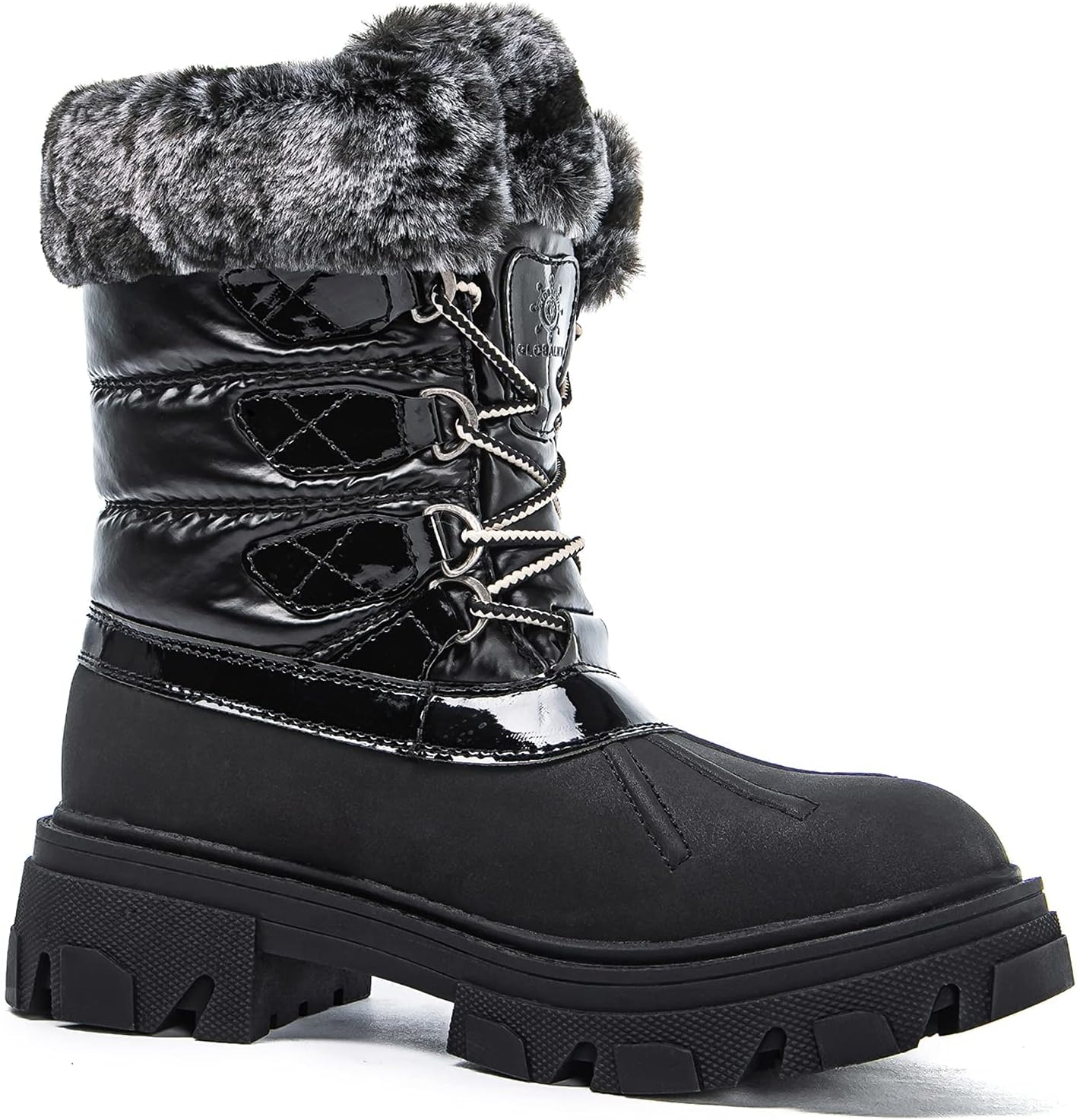 GLOBALWIN Snow Boots for Women Comfortable Winter Boots For Women Waterproof Fluffy Faux Fur Ankle Booties Water-Resistant Short Boots For Women Warm Fur Boots, Lace-Up Outdoor Shoes