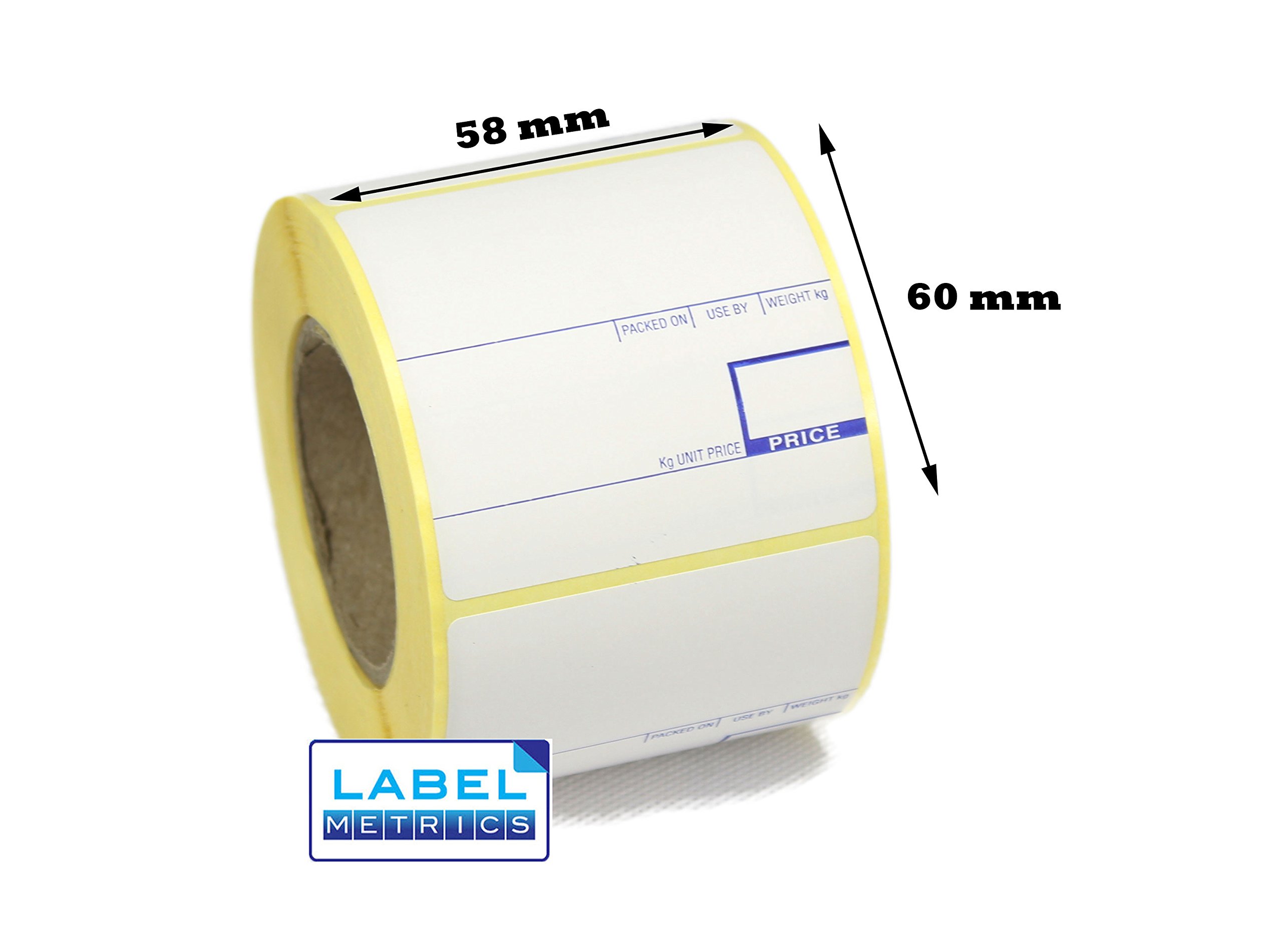 Label Metrics CAS Compatible Scale Labels, 58mm x 60mm, 12 Rolls, 6,000 Labels. (20 Rolls)