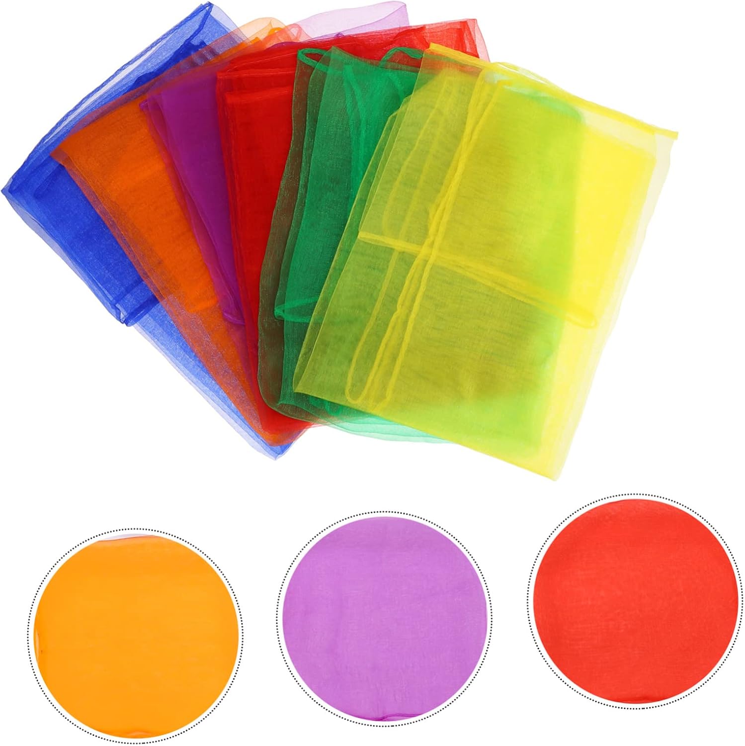 Didiseaon 12pcs Boy Girl Play Scarves Dance Scarves for Juggling and Performance Soft Summer for Kindergarten Activities Yellow Red Purple Green