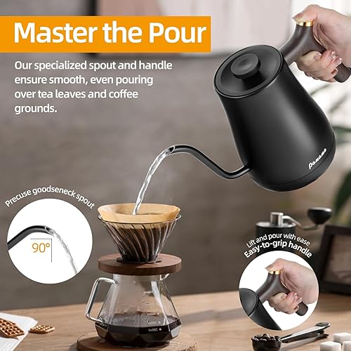 Miniatura 8 de Panana Hervidor eléctrico, hervidor eléctrico de cuello de cisne, control de temperatura con pantalla LCD, hervidor de té para verter sobre café,