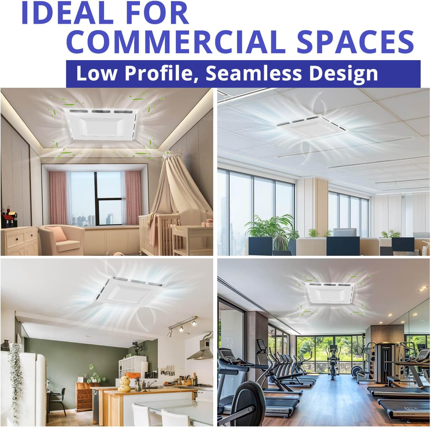 4-Way Ceiling Vent Deflector for 2x2 Drop Ceiling - Air Diverter Redirector, No Tools Required, Even Air Distribution for Office, Classroom & Commercial Spaces