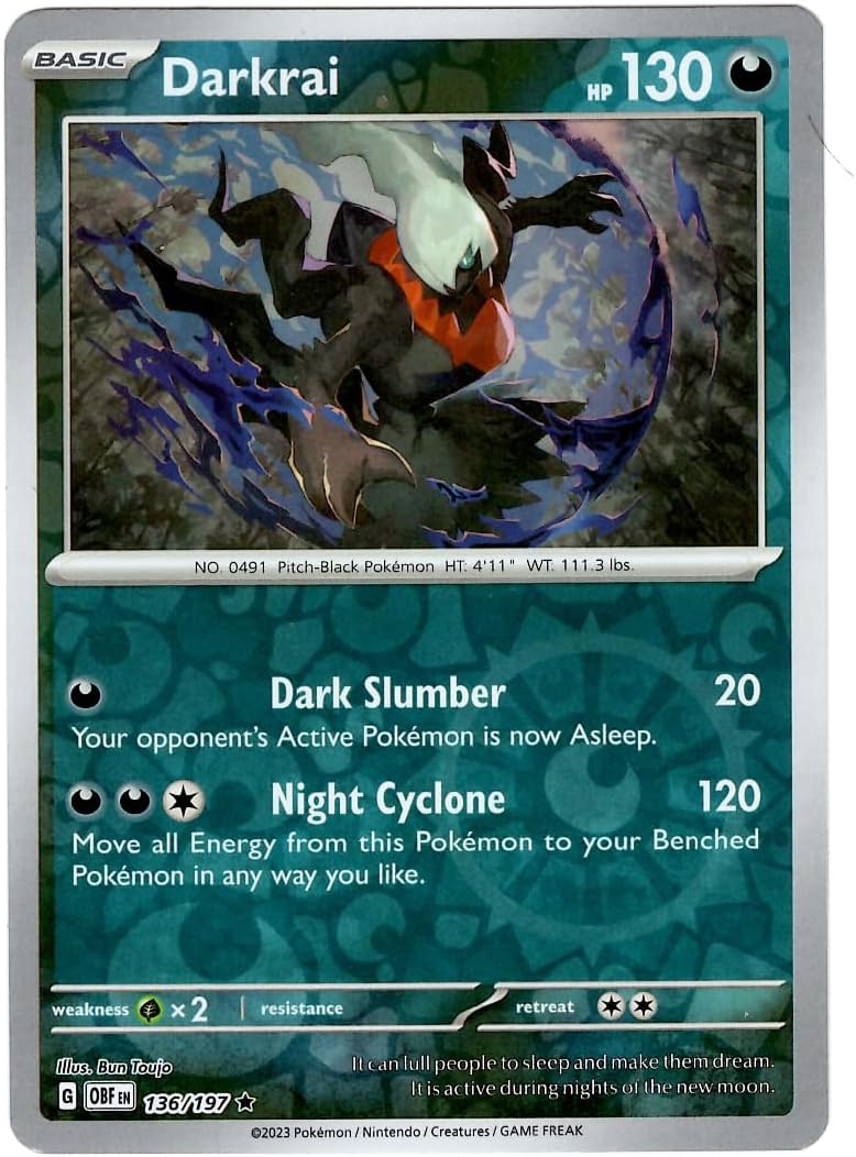 Pokemon - Darkrai - 136/197 - Obsidian Flames - Reverse Foil - Single Card