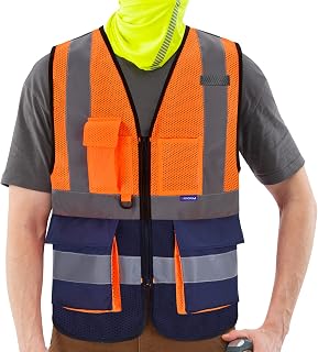 AYKRM 21 Farben Sicherheitsweste Warnweste Reflektierendes WarnschutzWeste Warnweste mit Reflektorstreifen mit Reißverschluss und Taschen Arbeitsweste