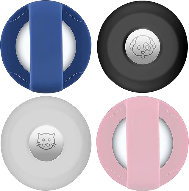 Finders Airtag Dog Collar Holder(4 Pack), Silicone Pet Collar Case for Apple Airtag GPS, Anti-Lost Air Tag Case Collar Holder Lightweight Cat Loop Holder
