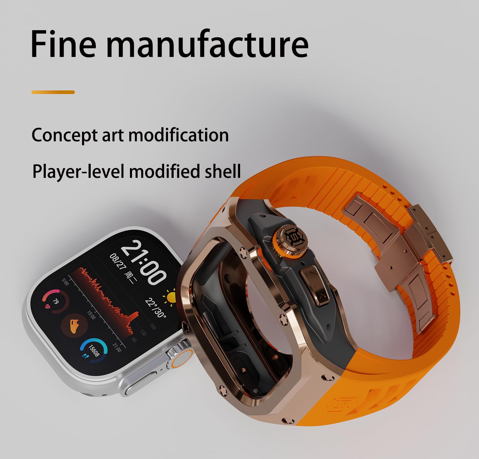 VeveXiao Robuste Schutzhülle mit Armband kompatibel mit Apple Watch Ultra Bändern 49mm, Metall Schutzhülle mit Silikonband stoßfest Bumper für iWatch Ultra 49mm Herren und Damen