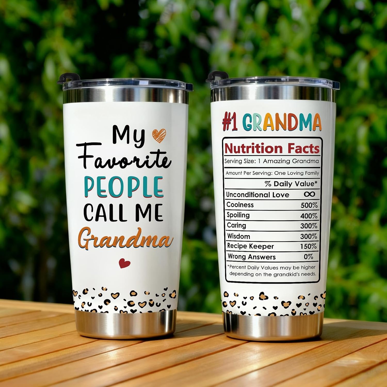Gifts for Grandma from Granddaughter Grandson Grandchildren - My Favorite People Call Me Grandma Tumbler Birthday Mothers Day Insulated Stainless Steel Travel Coffee Tumbler 20 OZ White - Image 6