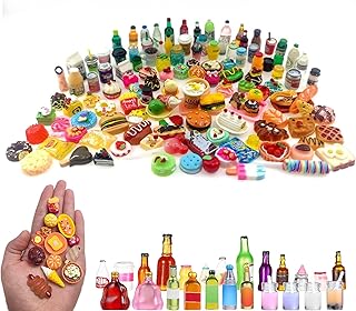 50 Pcs Mini Food tiny toys, Easter Food Accessories, Miniature Food, Miniature Dolls House Food Accessories, Food Drink Bottles Pretend Play Kitchen Game Party Toys(Random)