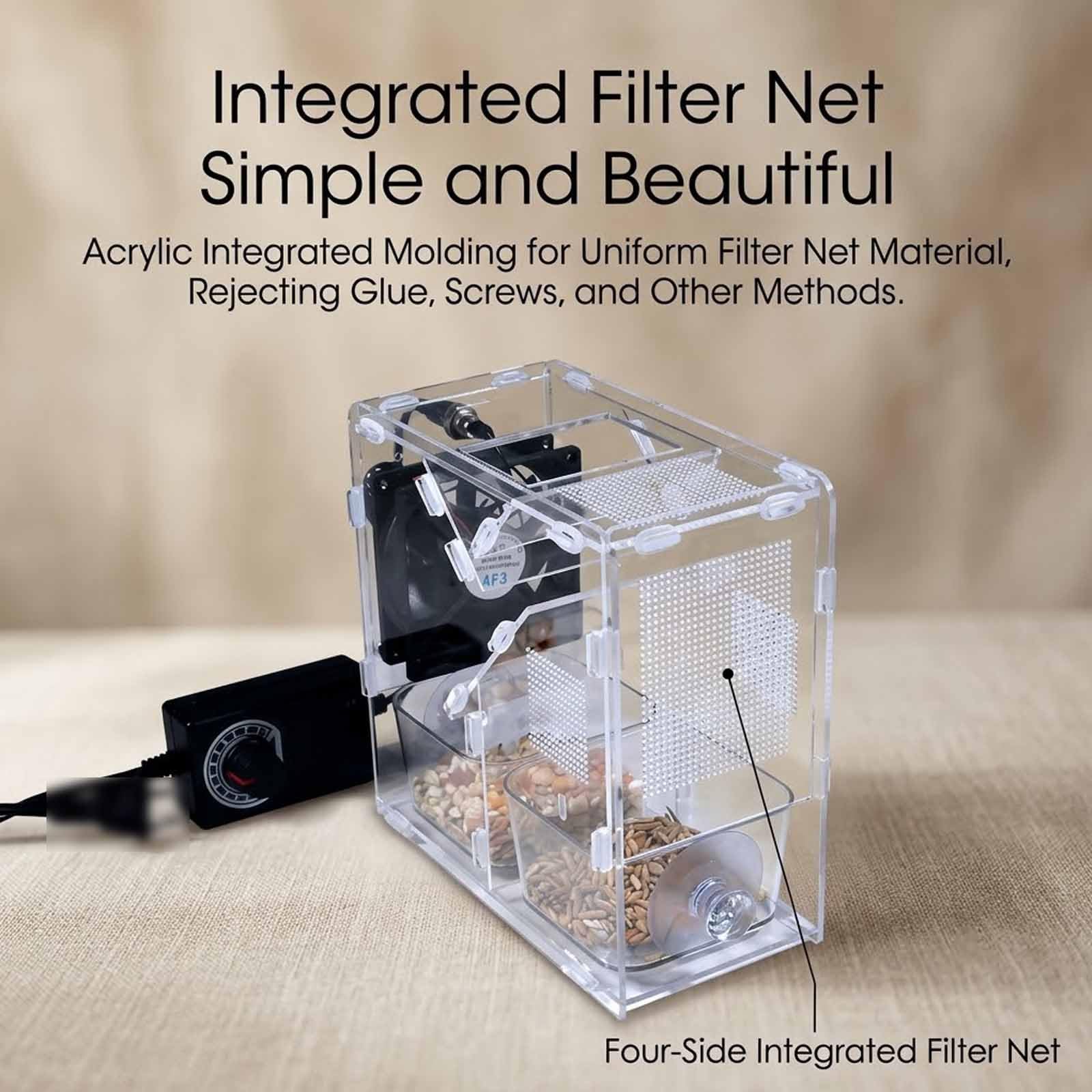 Máquina Limpiadora De Semillas para Pájaros, Separadora De Cáscaras Transparente con 2 Compartimentos Y Ventilador De Velocidad Ajustable, Lavable, con Filtro Integrado, para La Limpieza De