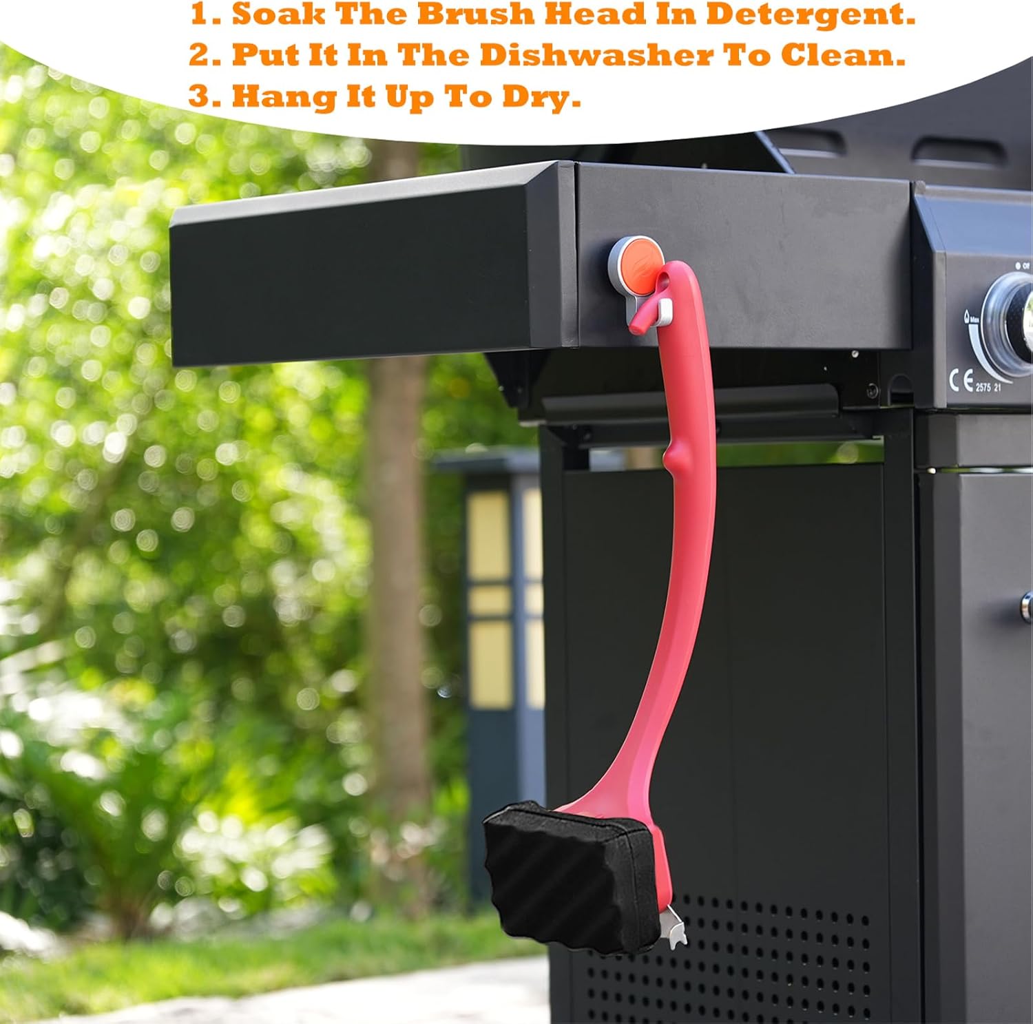 Bristle Free Grill Brush for Outdoor Grill, Safe Non-Metal BBQ Grill Cleaner for Outdoor Grills & Griddles, Heat Resistant Grill Cleaning Brush Fit Weber Blackstone Traeger, Gift for Men Dad