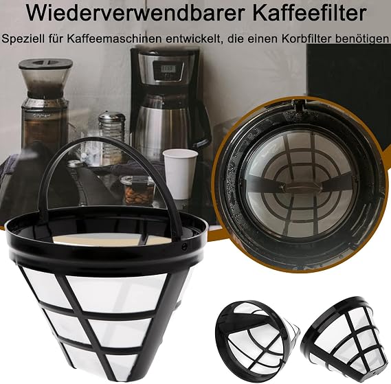 Reusable Coffee Filter Size 4 Black for 8-12 Cups Pack of 2