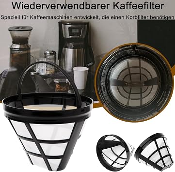 Reusable Coffee Filter Size 4 Black for 8-12 Cups Pack of 2